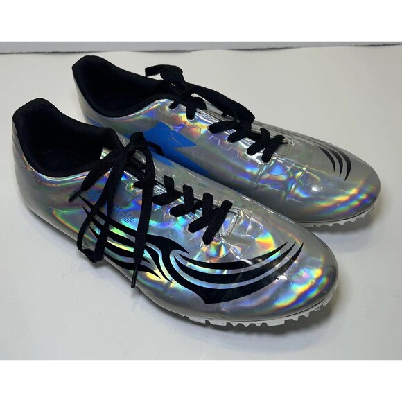 Thestron Track Spikes Shoes Men's Size 11 Silver Holographic Sprint Racing NWOB - Picture 4 of 13